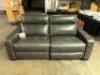 GRAY LEATHER POWER RECLINING LOVESEAT - 4
