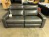 GRAY LEATHER POWER RECLINING LOVESEAT - 5