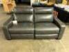 GRAY LEATHER POWER RECLINING LOVESEAT - 6