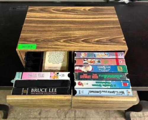 STORAGE BOX WITH ASSORTED VHS TAPES