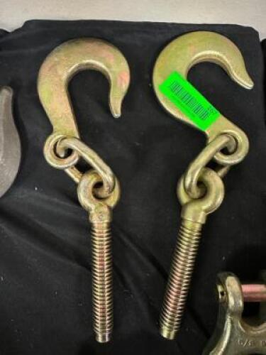 (2)- HEAVY DUTY OPEN EYE SLING HOOKS WITH THREADS