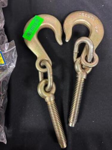 (2)- HEAVY DUTY OPEN EYE SLING HOOKS WITH THREADS