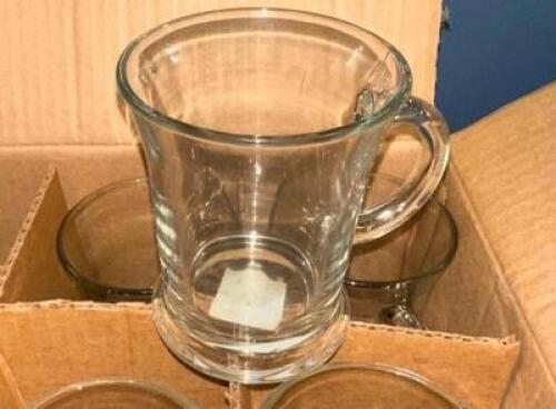(4)- GLASS CUPS WITH HANDLES