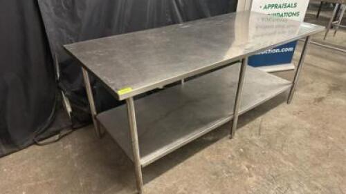 DESCRIPTION 8' X 30" STAINLESS TABLE ADDITIONAL INFORMATION W/ GALVANIZED UNDER SHELF SIZE 8' X 30" LOCATION BAY 6 QTY 1