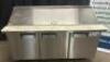 DESCRIPTION AVANTCO 70" THREE DOOR REFRIGERATED SANDWICH PREP TOP BRAND / MODEL: AVANTCO 178APT71MHC ADDITIONAL INFORMATION 115 VOLT, 1 PHASE. TESTED