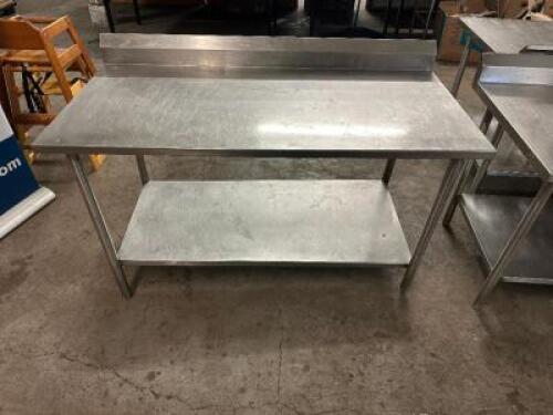 DESCRIPTION 60" X 24" STAINLESS TABLE W/ 4" BACK SPLASH SIZE 60" X 24" LOCATION BAY 6 QTY 1