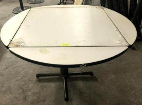 DESCRIPTION 36" X 36" DROP SIDES TABLE TOP W/ BASE. ADDITIONAL INFORMATION W/ FORM 42" ROUND TABLE. NO HARDWARE INCLUDED. TABLES ARE TAKEN APART. SIZE