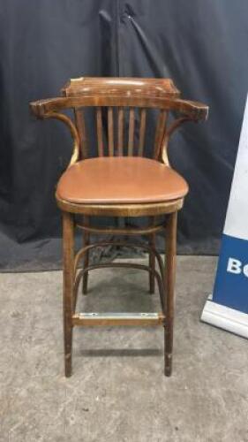 DESCRIPTION (2) 30" BAR STOOLS W/ TAN CUSHION SEATS. THIS LOT IS: SOLD BY THE PIECE LOCATION BAY 6 QTY 2