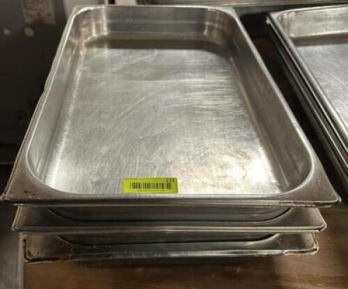 DESCRIPTION (4) FULL SIZE STAINLESS INSERTS THIS LOT IS: SOLD BY THE PIECE SIZE 2" DEEP LOCATION BAY 6 QTY 4
