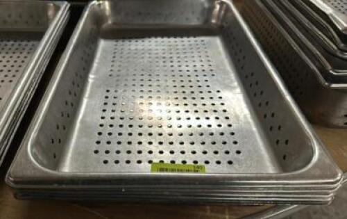 DESCRIPTION (4) FULL SIZE SLOTTED STAINLESS INSERTS THIS LOT IS: SOLD BY THE PIECE SIZE 2" DEEP LOCATION BAY 6 QTY 4