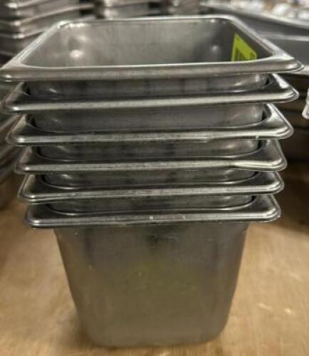 DESCRIPTION (6) 1/6 SIZE STAINLESS INSERTS. THIS LOT IS: SOLD BY THE PIECE SIZE 6" DEEP LOCATION BAY 6 QTY 6