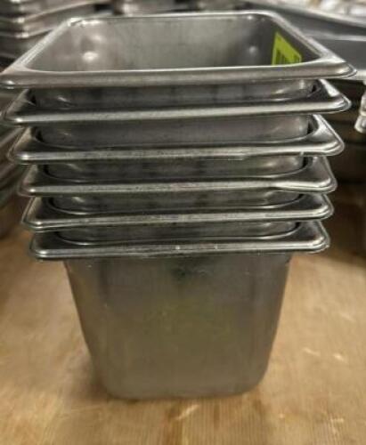 DESCRIPTION (6) 1/6 SIZE STAINLESS INSERTS. THIS LOT IS: SOLD BY THE PIECE SIZE 6" DEEP LOCATION BAY 6 QTY 6