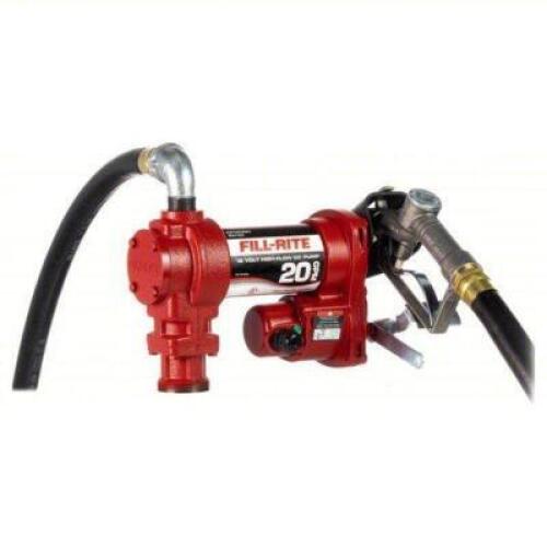 DESCRIPTION: (1) FUEL TRANSFER PUMP BRAND/MODEL: FILL-RITE #4RP93 INFORMATION: PUMP WITH HOSE & NOZZLE, BUNG, 20 GPM MAX. FLOW RATE, 12V DC, NPT, NPT