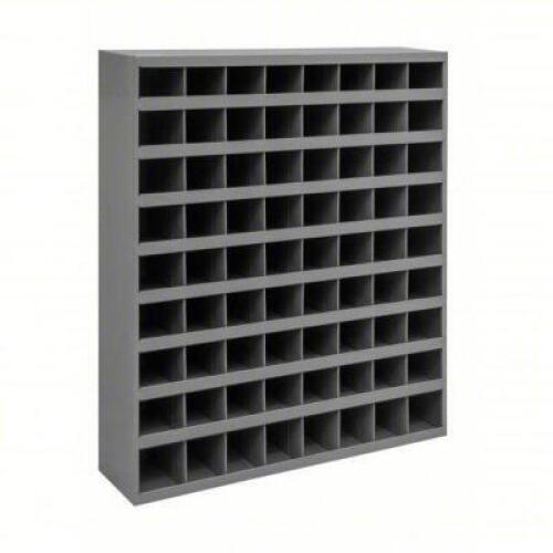 DESCRIPTION: (1) PIGEONHOLE BIN UNIT, 72 COMPARTMENTS BRAND/MODEL: DURHAM #1XHL4 INFORMATION: GREY, SEE INSPECTION, SLIGHT DAMAGE SIZE: 42"H 34"W 8.5"
