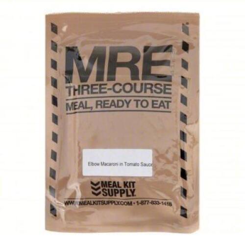 DESCRIPTION: (1) PACK OF (12) EMERGENCY FOOD RATIONS BRAND/MODEL: MEAL KIT SUPPLY #35HY31 INFORMATION: MILITARY GRADE FLAMELESS RATION HEATER SIZE: 14