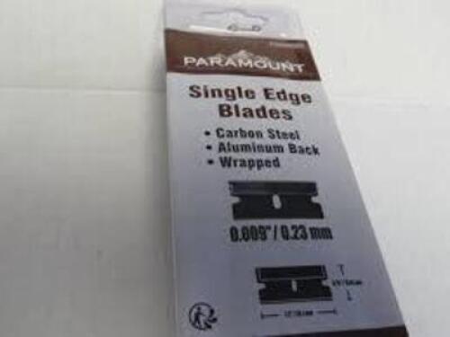 DESCRIPTION: (1) CASE OF (50) BOXES OF (100) SINGLE EDGE BLADE BRAND/MODEL: PARAMOUNT #23059108 INFORMATION: CARBON STEEL, STEEL BLACK, WRAPPED RETAIL