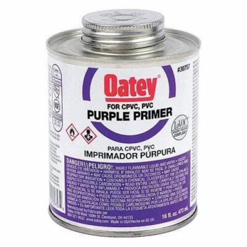 DESCRIPTION: (4) PURPLE PRIMER FOR CPVC PVC BRAND/MODEL: OATEY #29FJ01 RETAIL$: $15.12 EA SIZE: 16 OZ QTY: 4