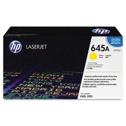 DESCRIPTION: (1) TONER CARTRIDGE BRAND/MODEL: HP #C9732A INFORMATION: YELLOW SIZE: Compatible with LaserJet 5500/LaserJet 5550, Yellow, 645A RETAIL$: