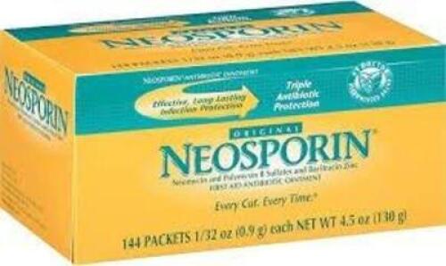 DESCRIPTION: (1) CASE OF (144) PACKETS OF FIRST AID OINTMENT BRAND/MODEL: NEOSPORIN SIZE: 0.9G E RETAIL$: $65.00 EA QTY: 1