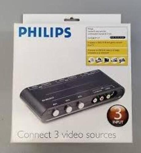 DESCRIPTION: (1) CASE OF (4) 3-INPUT VIDEO SWITCH BRAND/MODEL: PHILIPS #sws2822t/17 RETAIL$: $14.95 EA QTY: 1