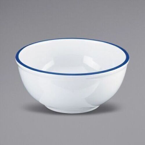 DESCRIPTION: (3) MELAMINE BOWLBRAND/MODEL: CAL-MIL #3343-8-1INFORMATION: WHITE WITH BLUE RIMRETAIL$: $89.43 EAQTY: 3