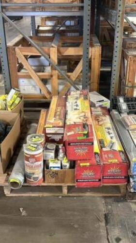 FULL PALLET OF ASSORTED TILE INSTALLATION HARDWARE AND SUPPLIES