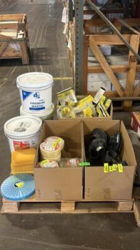 FULL PALLET OF ASSORTED TILE INSTALLATION HARDWARE AND SUPPLIES