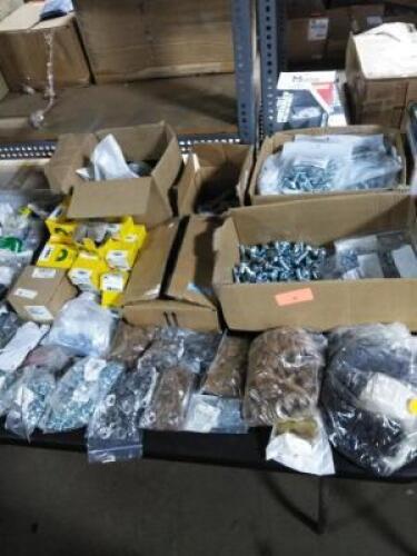 DESCRIPTION: (1) TABLE OF MISC NUTS AND BOLTS BRAND/MODEL: MANY INFORMATION: MUST COME INSPECT SIZE: WHOLE TABLE AS 1 LOT QTY: 1