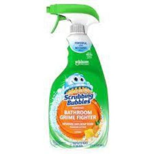 DESCRIPTION: (5) BATHROOM GRIME FIGHTER BATHROOM CLEANER BRAND/MODEL: SCRUBBING BUBBLES RETAIL$: $5.00 EA SIZE: 32 OZ QTY: 5