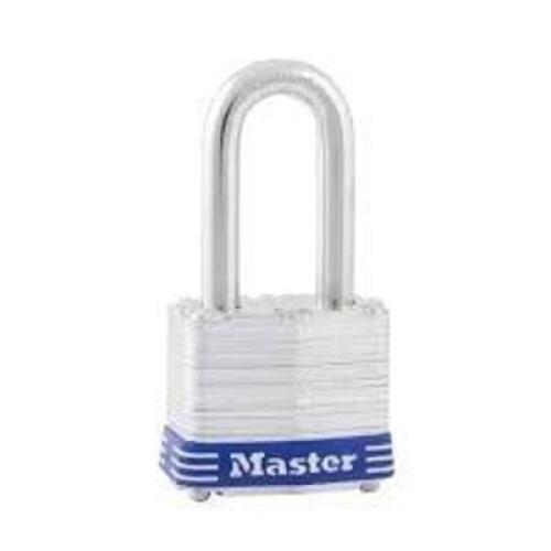 DESCRIPTION: (3) LAMINATED PADLOCK BRAND/MODEL: MASTER LOCK/1KALJ BLU 4S INFORMATION: SILVER & BLUE/LONG SHACKLE SIZE: 2-1/2"LONG SHACKLE X 5"BASE WID