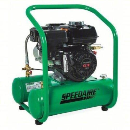 DESCRIPTION: (1) PORTABLE GAS AIR COMPRESSOR BRAND/MODEL: SPEEDAIRE #4GB42 INFORMATION: GREEN SIZE: 1 STAGE, 4 HP ENGINE, HONDA, 4.6 CFM @ 90 PSI, 5 G
