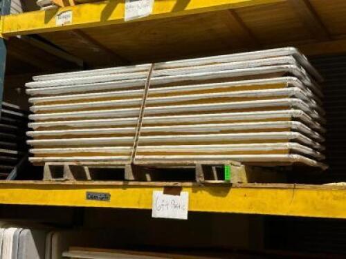 DESCRIPTION: (11) - WOOD TABLES WITH COVERS SIZE: 6' LOCATION: FIRST FLOOR THIS LOT IS: SOLD BY THE PIECE QTY: 11
