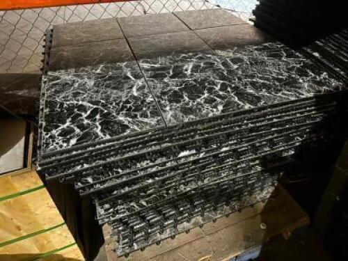 DESCRIPTION: (252) - SQ. FT. OF PORTABLE BLACK MARBLE INDOOR/OUTDOOR 1X1 DANCE FLOOR TILES ADDITIONAL INFORMATION: HALF PALLET, GRADE B+ CONDITION LOC