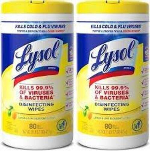 DESCRIPTION: (2) PACKS OF (3) CONTAINERS OF (80) DISINFECTING WIPES BRAND/MODEL: LYSOL #3216929 RETAIL$: $16.99 EA QTY: 2