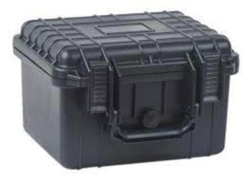DESCRIPTION: (1) WEATHERPROOF STORAGE CASE BRAND/MODEL: MULTICOMP PRO #22-24150 INFORMATION: BLACK, PLASTIC, HEAVY DUTY SIZE: 10.5" X 9.5" X 7" RETAIL