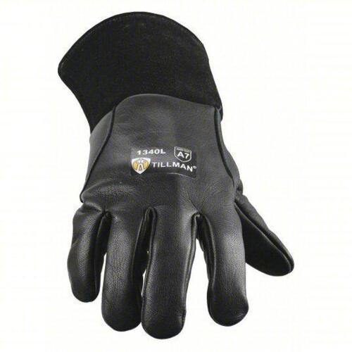 DESCRIPTION: (1) PAIRS OF OIL RESISTANT MIG WELDING GLOVES BRAND/MODEL: TILLMAN #1340XL INFORMATION: BLACK, TOP GRAIN GOATSKIN, ANSI A7 SIZE: XL RETAI