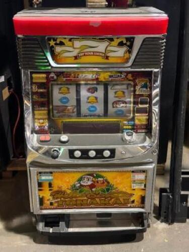 DESCRIPTION: (4) - JAPANESE SLOT MACHINES BRAND / MODEL: ASSORTED ADDITIONAL INFORMATION: ASSORTED STYLES AND DESIGNS. DIFFERENT DESIGNS ON EACH. KEYS