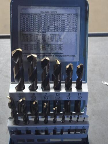 DESCRIPTION: (1) 15 PC REDUCED SHANK DRILL BIT SETS BRAND/MODEL: IMPORT 45660834 SIZE: 1/16" TO 1/2" 3/8" SD RETAIL$: $66.94 QTY: 1