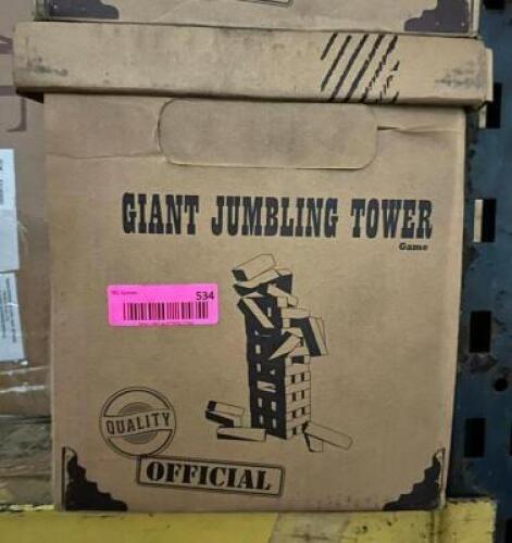 DESCRIPTION: GIANT JUMBLING TOWER GAME LOCATION: ELECTRONICS CAGE QTY: 1