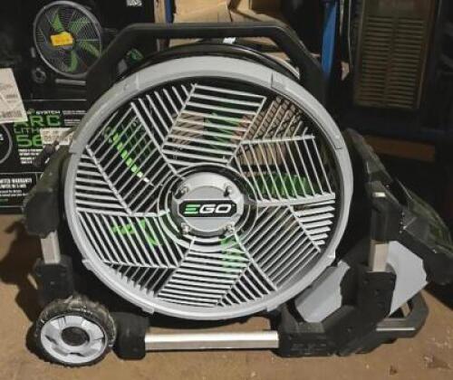 DESCRIPTION: 56V PORTABLE MISTING FAN BRAND/MODEL: EGO INFORMATION: NO BATTERY LOCATION: ELECTRONICS CAGE QTY: 1