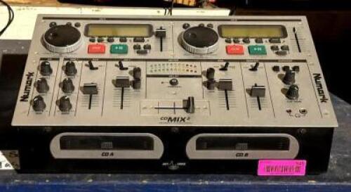 DESCRIPTION: CD MIXING CONSOLE BRAND/MODEL: NUMARK CDMIX2 LOCATION: ELECTRONICS CAGE QTY: 1