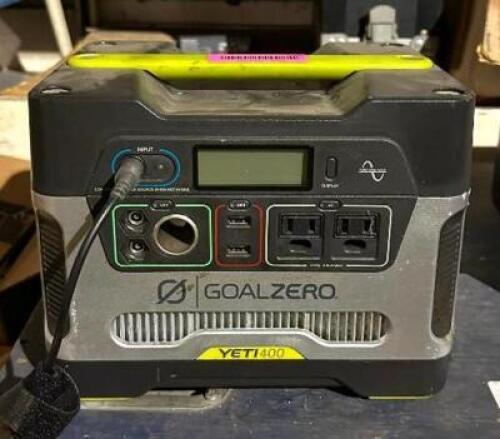 DESCRIPTION: PORTABLE POWER STATION BRAND/MODEL: GOALZERO YETI 400 LOCATION: ELECTRONICS CAGE QTY: 1