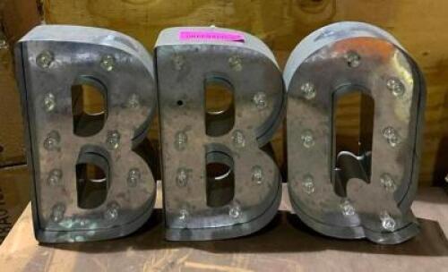 DESCRIPTION: LIGHT UP BBQ SIGN LOCATION: OUTSIDE ELECTRONICS CAGE QTY: 1
