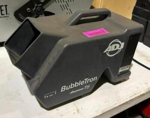 DESCRIPTION: BUBBLE MACHINE BRAND/MODEL: ADJ BUBBLETRON LOCATION: OUTSIDE ELECTRONICS CAGE QTY: 1