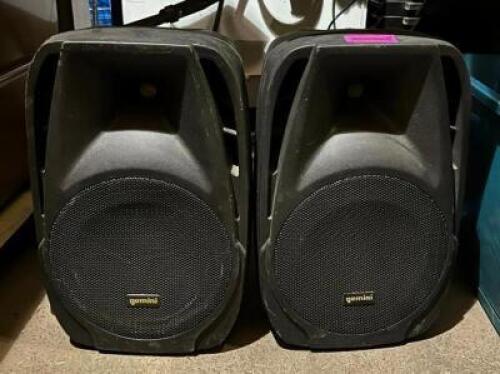 DESCRIPTION: (2) SPEAKERS BRAND/MODEL: GEMINI LOCATION: OUTSIDE ELECTRONICS CAGE QTY: 1