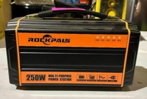 DESCRIPTION: PORTABLE POWER STATION BRAND/MODEL: ROCKPALS INFORMATION: 250W LOCATION: OUTSIDE ELECTRONICS CAGE QTY: 1