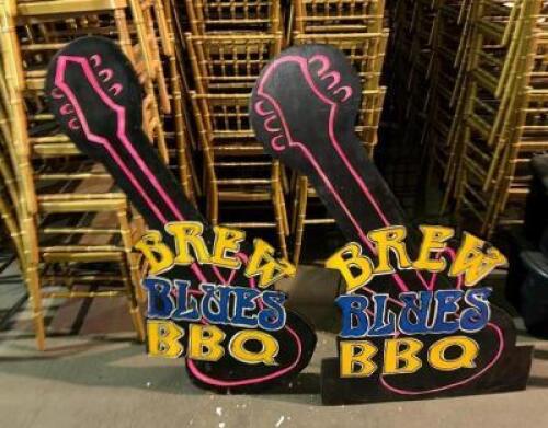 DESCRIPTION: (2)- BREWS BLUES BBQ WOOD SIGNS LOCATION: LEVEL 2 QTY: 2