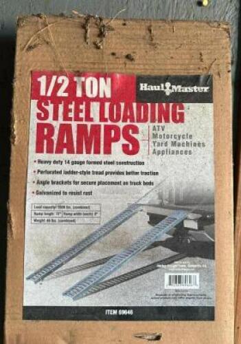 DESCRIPTION: 1/2 TON STEEL LOADING RAMPS BRAND/MODEL: HAUL MASTER 69646 LOCATION: 3039 NAMEOKI DRIVE QTY: 1