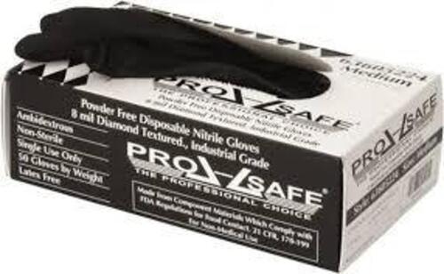 DESCRIPTION: (4) BOXES OF (50) DISPOSABLE GLOVES BRAND/MODEL: PRO-SAFE #63605224 INFORMATION: BLACK SIZE: MEDIUM RETAIL$: $20.60 EA QTY: 4