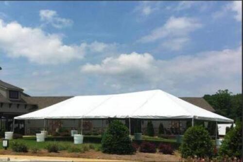 DESCRIPTION: 30X60 WHITE TOP WEST COAST FRAME TENT TOP BRAND/MODEL: AFFORDABLE TENT COMPANY INFORMATION: 2 ENDS (30X15), 1 MID (30X15) LOCATION: WAREH